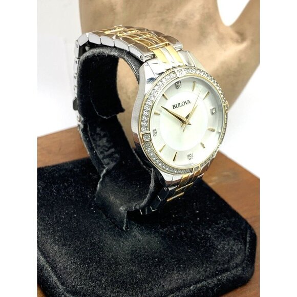 Bulova Women's Watch 98L273 Mother of Pearl Dial Crystal Accent Two Tone - Picture 13 of 13